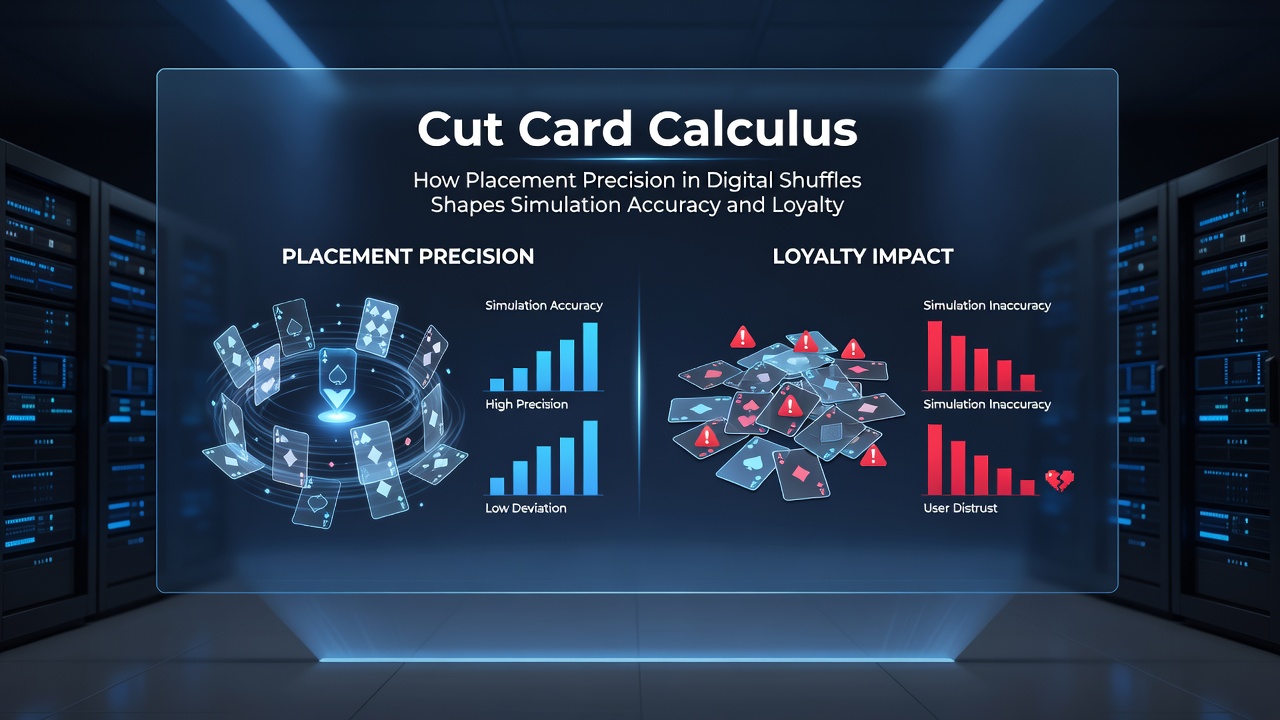 Close-up view of digital shuffle interface highlighting cut card marker position