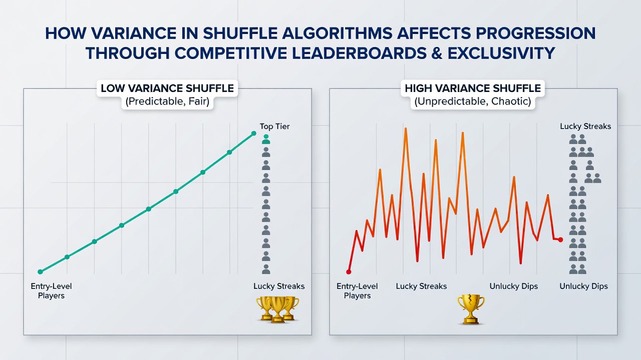 Chart displaying variance impacts on blackjack leaderboard positions and VIP tier unlocks over time