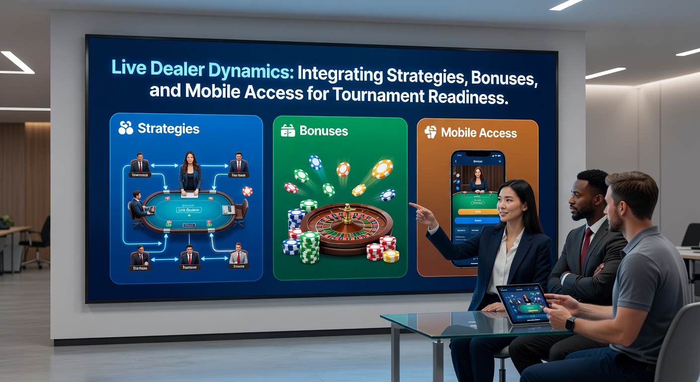 Live dealer blackjack table with cards in action, strategy charts nearby, and mobile device displaying tournament leaderboard