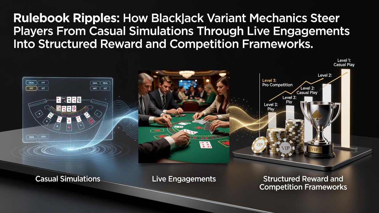 Blackjack table layout showing variant rule indicators and progression markers from simulation interfaces to live dealer setups