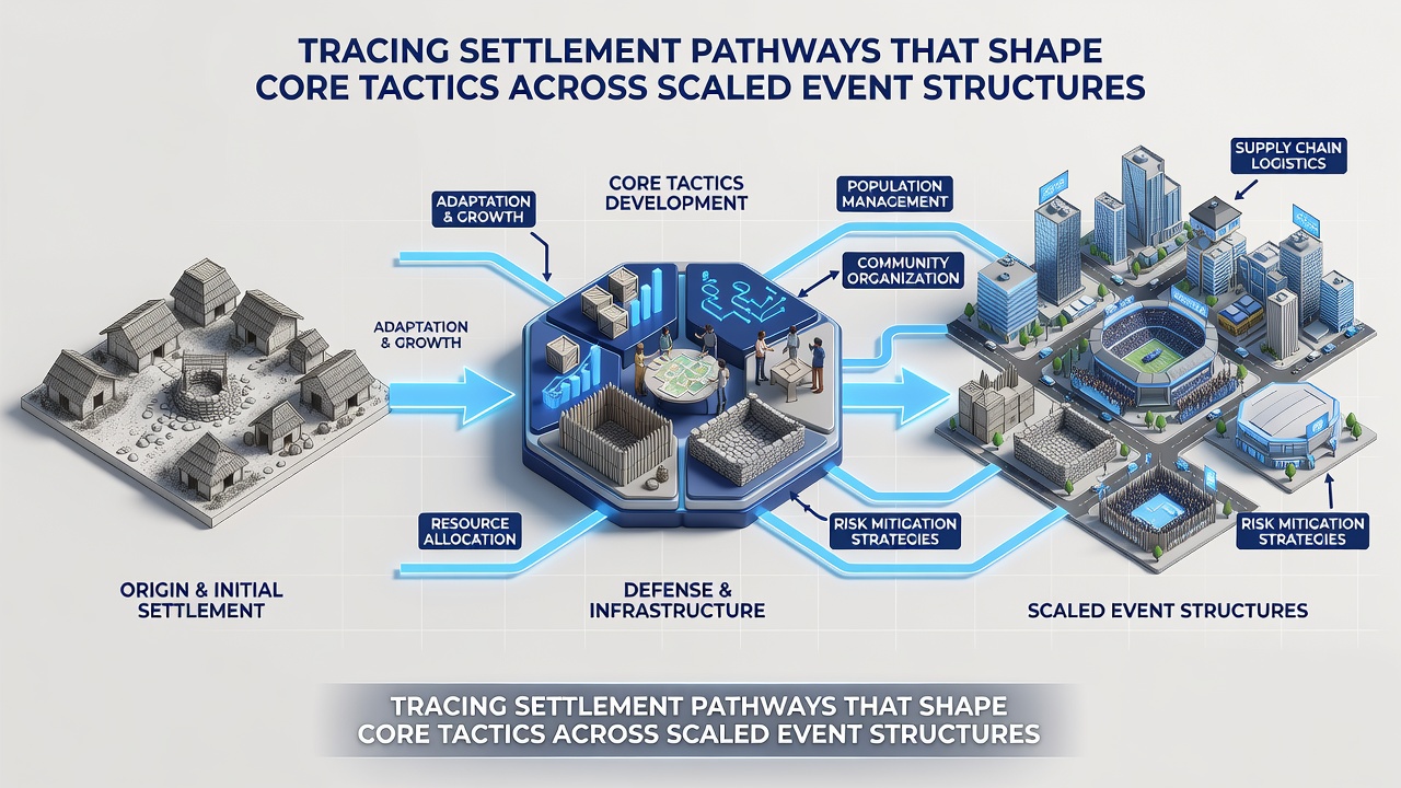 Detailed flowchart showing settlement routes and tactical decision points within a multi-zone event layout